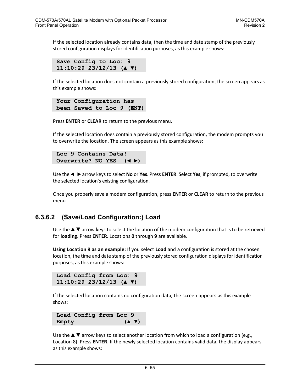 2 (save/load configuration:) load | Comtech EF Data CDM-570A User Manual | Page 159 / 618