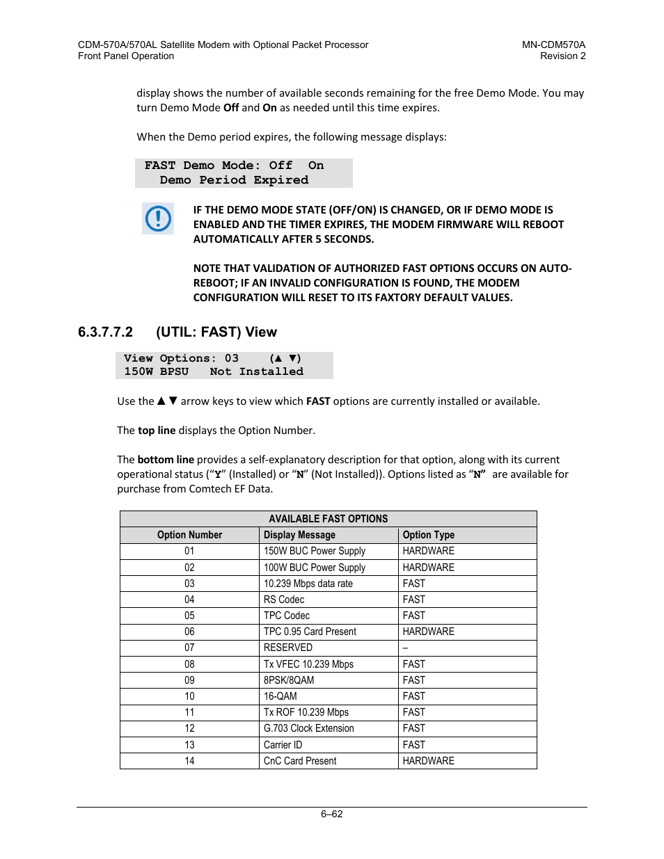 2 (util: fast) view | Comtech EF Data CDM-570A User Manual | Page 166 / 618