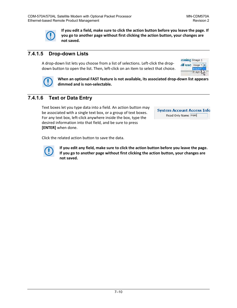 5 /drop-down lists, 6 text or data entry | Comtech EF Data CDM-570A User Manual | Page 178 / 618