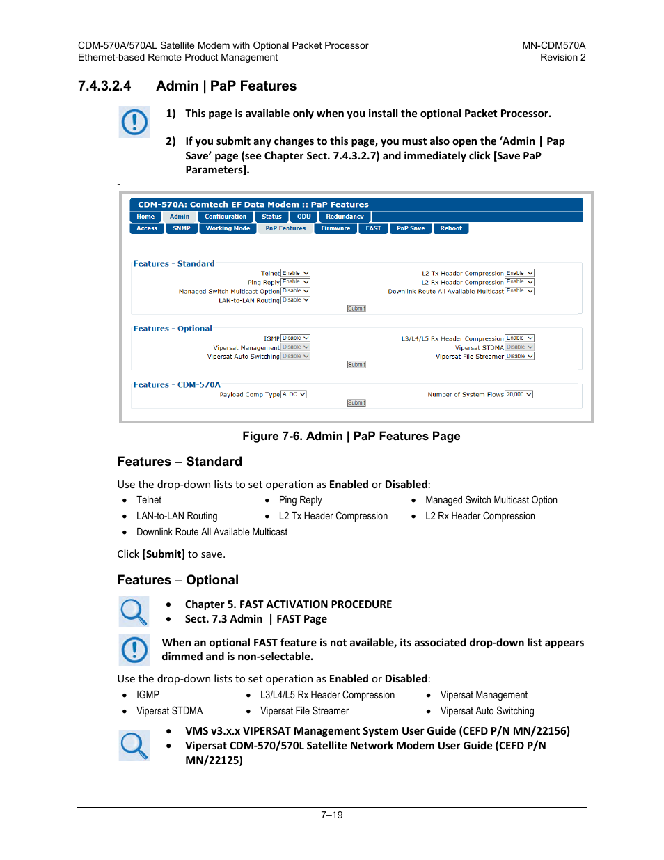 4 admin | pap features | Comtech EF Data CDM-570A User Manual | Page 187 / 618