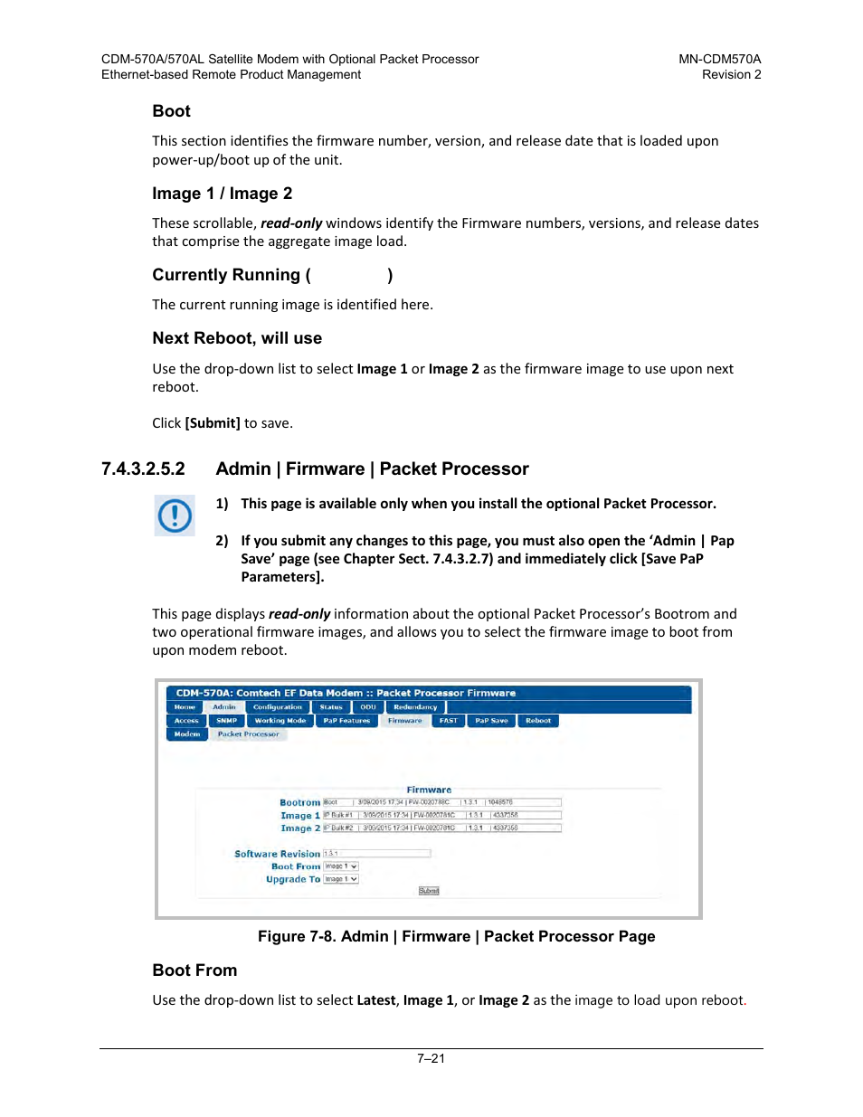 2 admin | firmware | packet processor | Comtech EF Data CDM-570A User Manual | Page 189 / 618