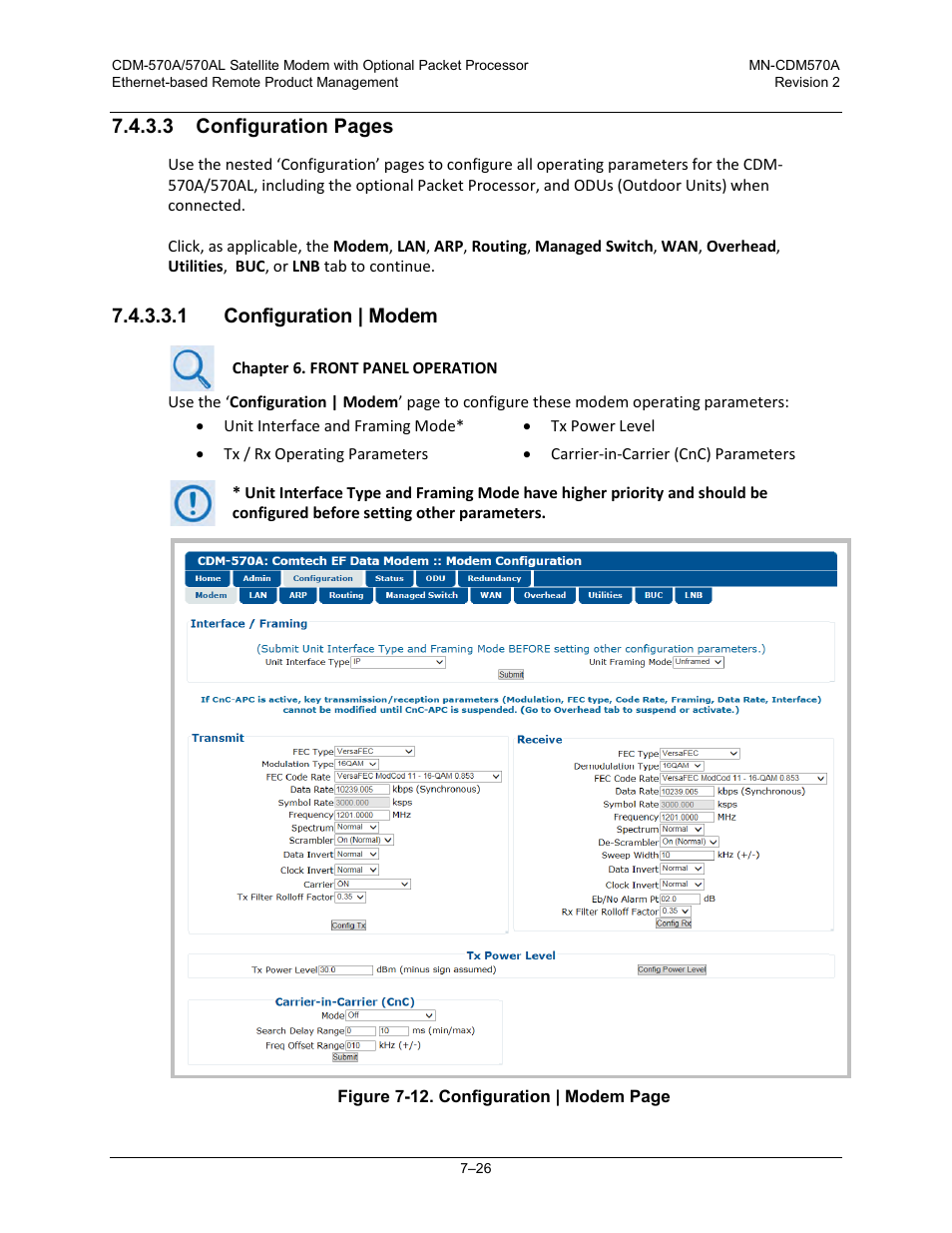 1 configuration | modem | Comtech EF Data CDM-570A User Manual | Page 194 / 618