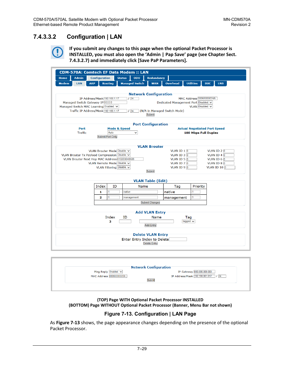 2 configuration | lan | Comtech EF Data CDM-570A User Manual | Page 197 / 618