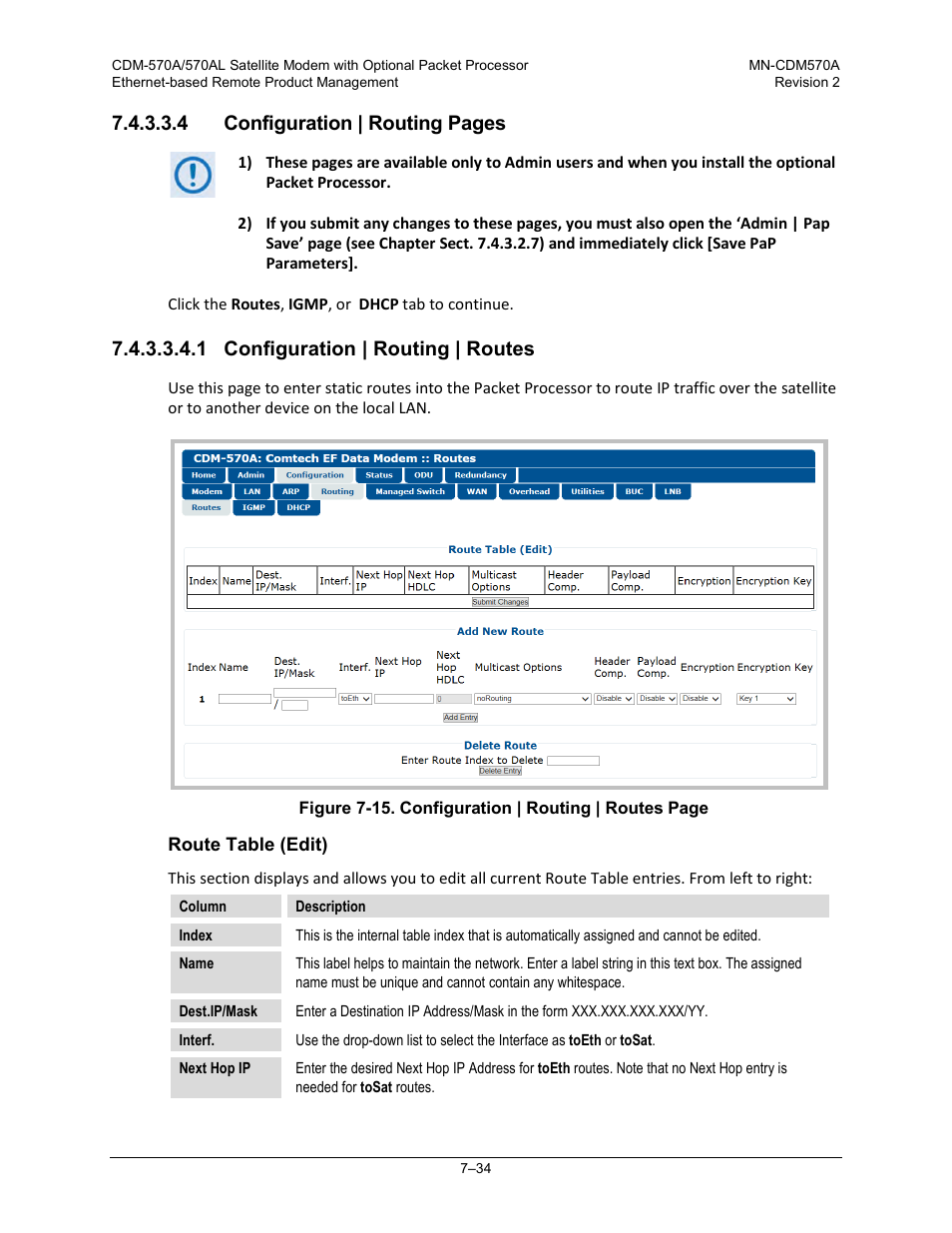 1 configuration | routing | routes, 4 configuration | routing pages | Comtech EF Data CDM-570A User Manual | Page 202 / 618