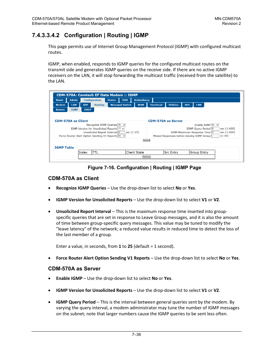 2 configuration | routing | igmp | Comtech EF Data CDM-570A User Manual | Page 204 / 618