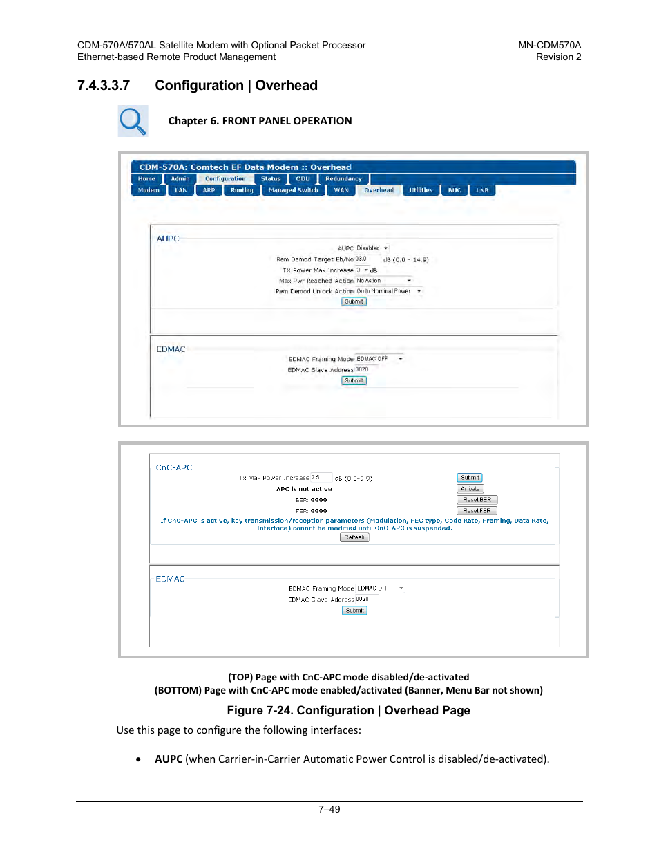 7 configuration | overhead | Comtech EF Data CDM-570A User Manual | Page 217 / 618