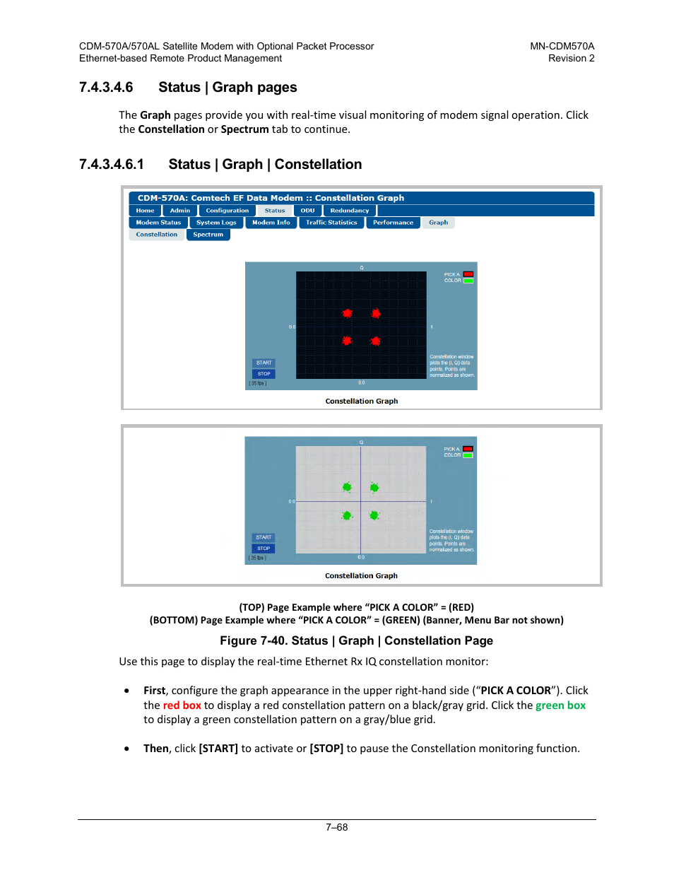 1 status | graph | constellation | Comtech EF Data CDM-570A User Manual | Page 236 / 618