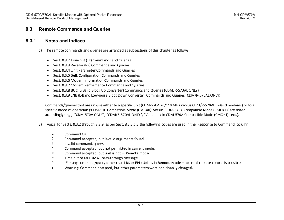 3 remote commands and queries, 1 notes and indices | Comtech EF Data CDM-570A User Manual | Page 248 / 618