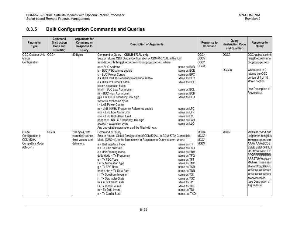 5 bulk configuration commands and queries | Comtech EF Data CDM-570A User Manual | Page 275 / 618
