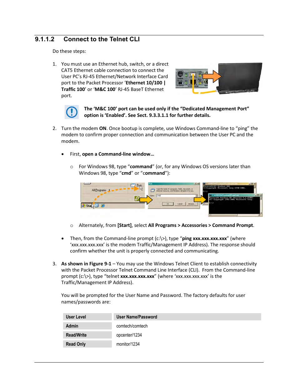 2 connect to the telnet cli | Comtech EF Data CDM-570A User Manual | Page 299 / 618