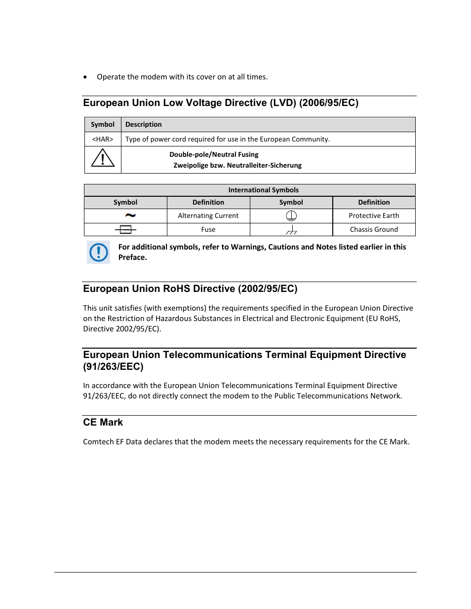 European union rohs directive (2002/95/ec), Ce mark | Comtech EF Data CDM-570A User Manual | Page 32 / 618