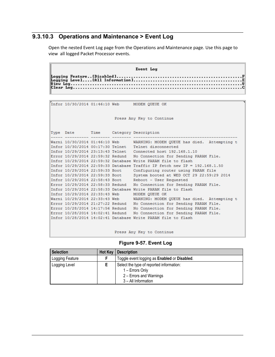 3 operations and maintenance > event log | Comtech EF Data CDM-570A User Manual | Page 371 / 618