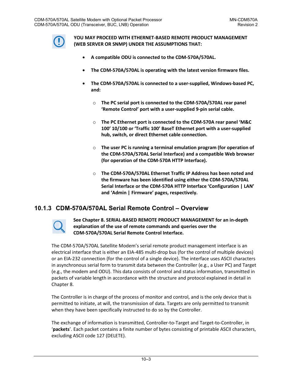 3 cdm-570a/570al serial remote control – overview | Comtech EF Data CDM-570A User Manual | Page 377 / 618
