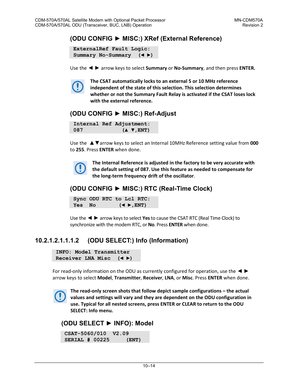 2 (odu select:) info (information) | Comtech EF Data CDM-570A User Manual | Page 388 / 618