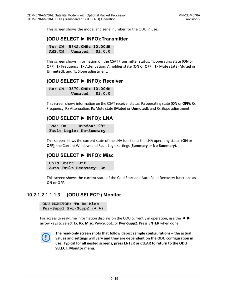 3 (odu select:) monitor | Comtech EF Data CDM-570A User Manual | Page 389 / 618