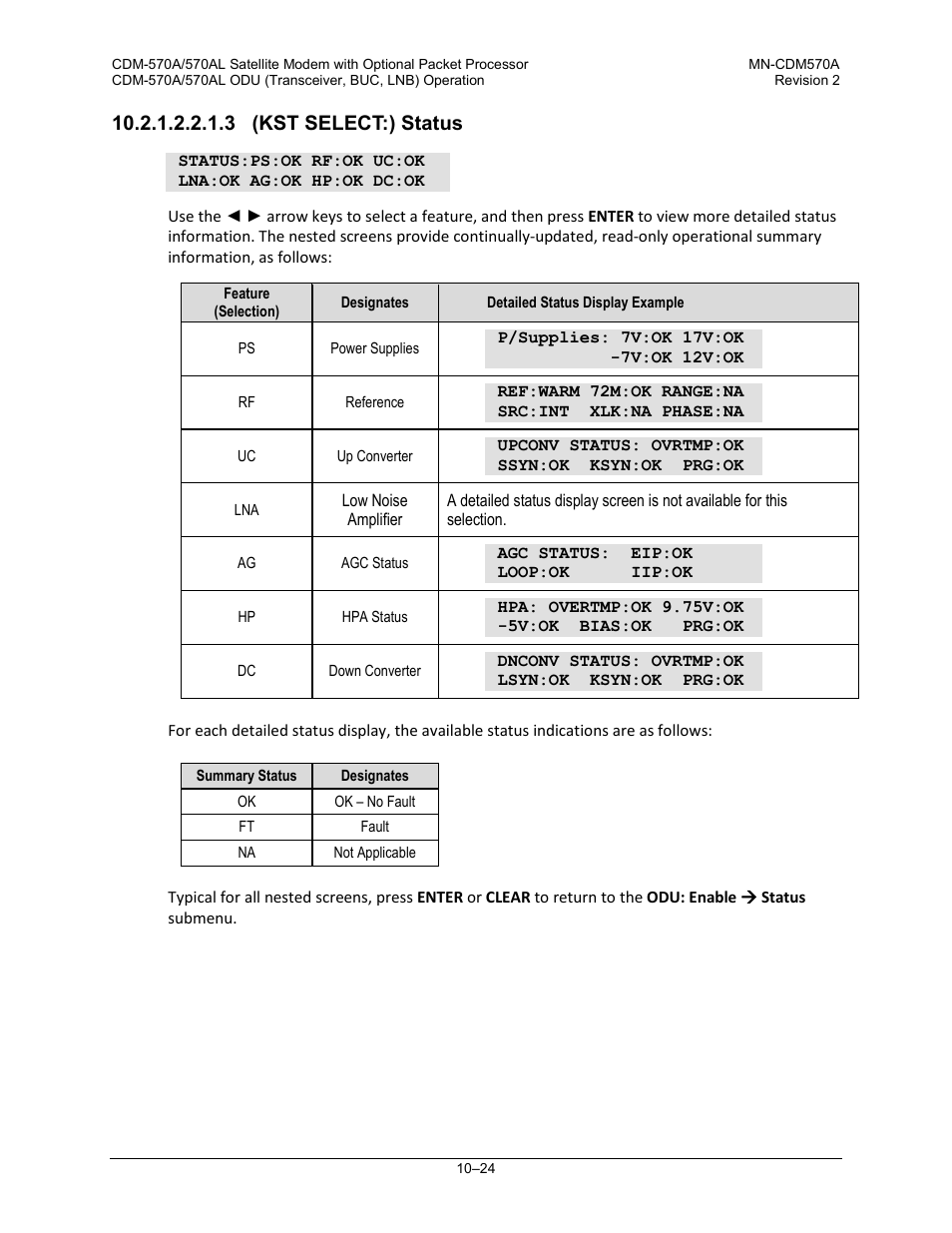 3 (kst select:) status | Comtech EF Data CDM-570A User Manual | Page 398 / 618