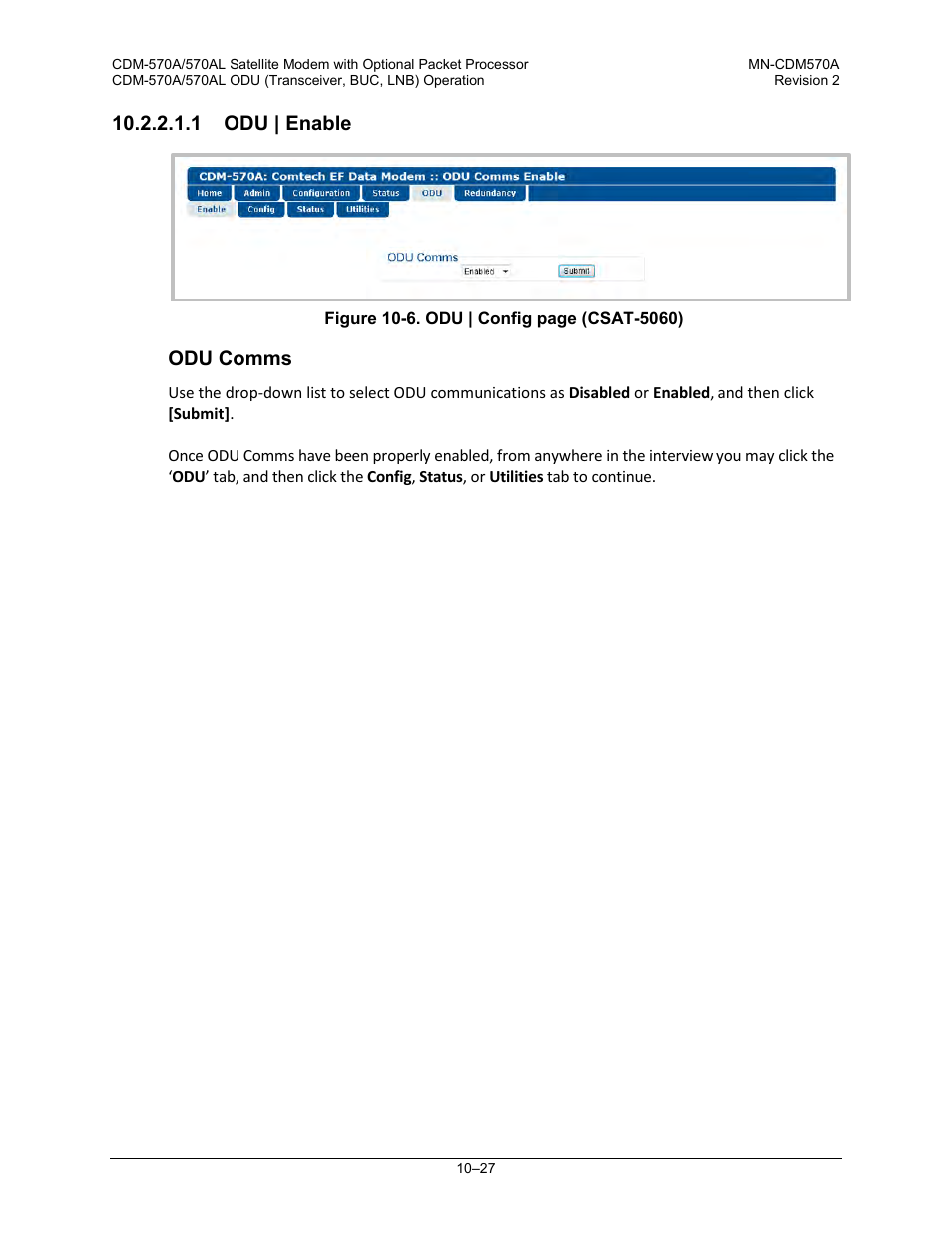 1 odu | enable | Comtech EF Data CDM-570A User Manual | Page 401 / 618