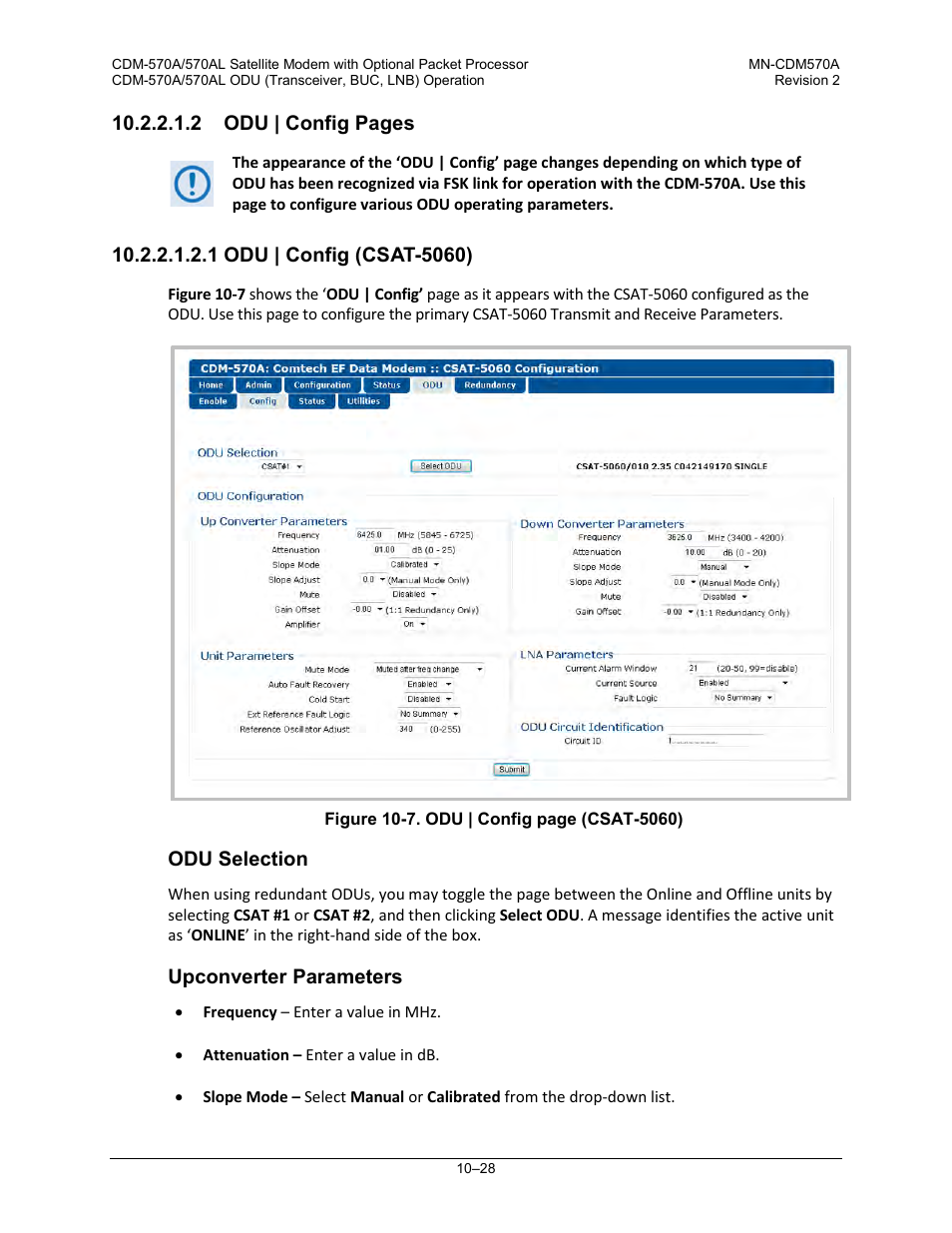 1 odu | config (csat-5060) | Comtech EF Data CDM-570A User Manual | Page 402 / 618