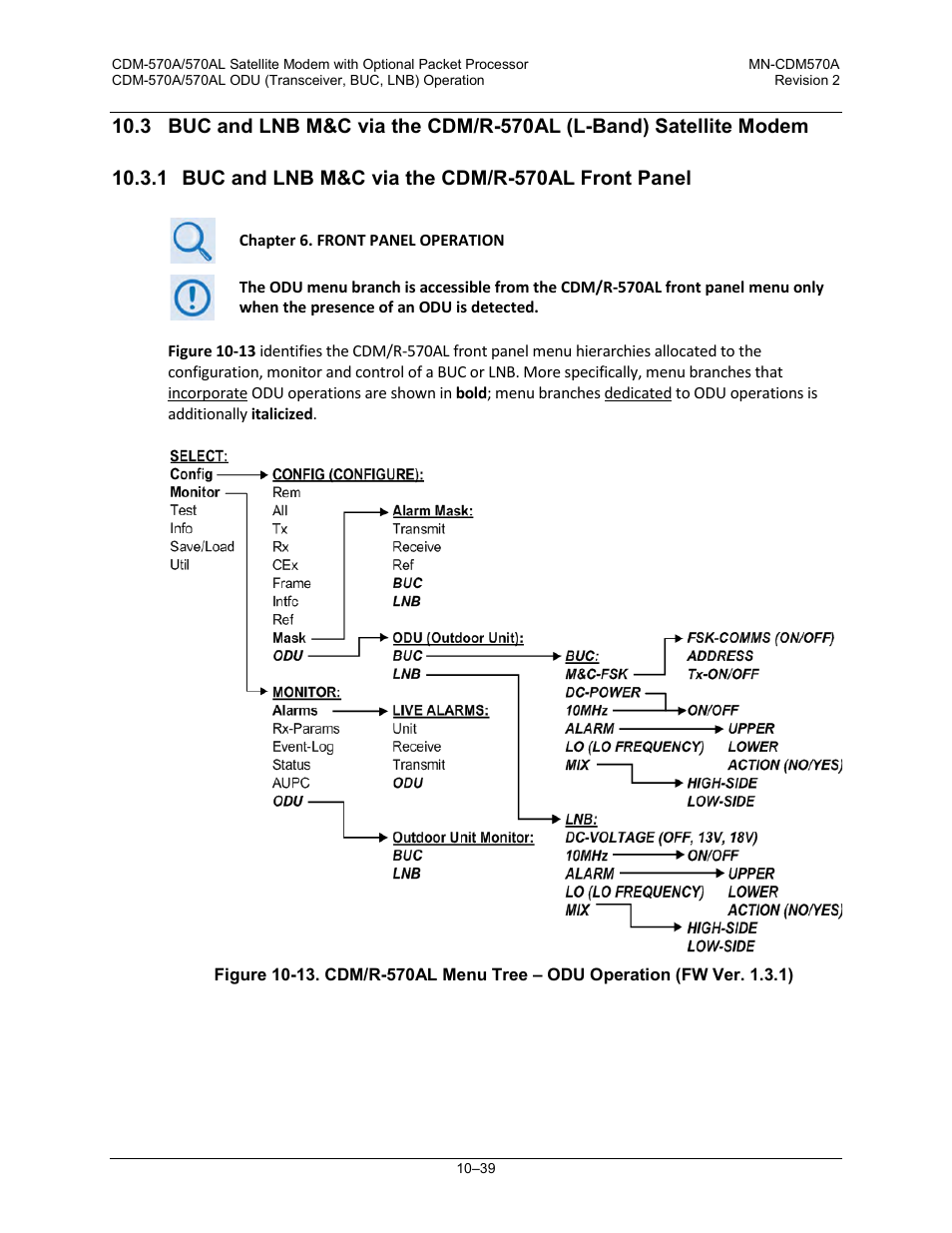 1 buc and lnb m&c via the cdm/r-570al front panel | Comtech EF Data CDM-570A User Manual | Page 413 / 618