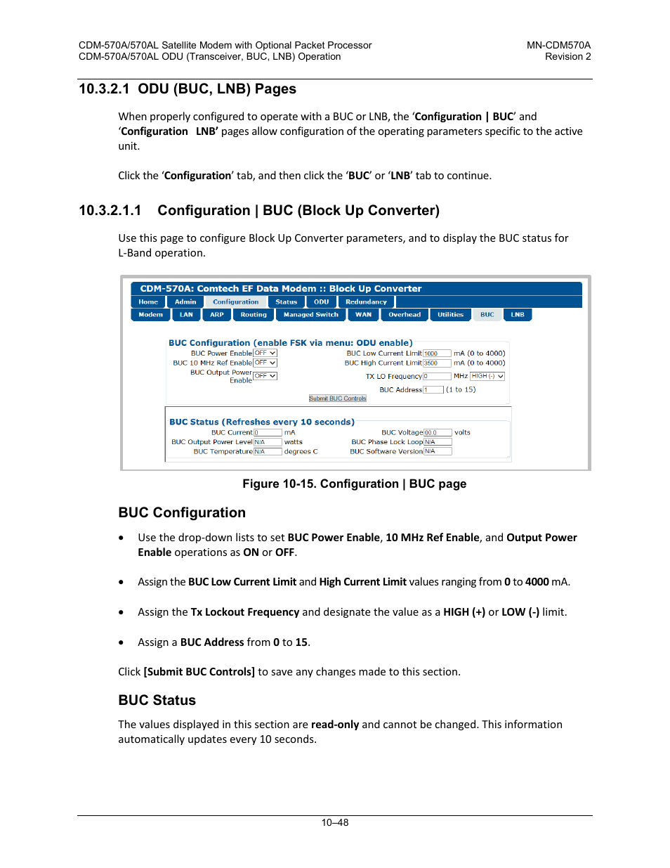 1 configuration | buc (block up converter) | Comtech EF Data CDM-570A User Manual | Page 422 / 618