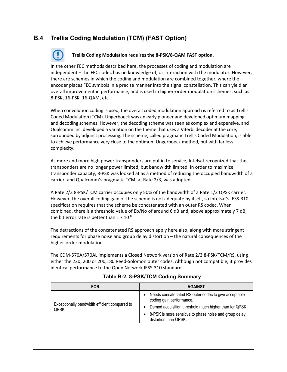 B.4 trellis coding modulation (tcm) (fast option) | Comtech EF Data CDM-570A User Manual | Page 432 / 618