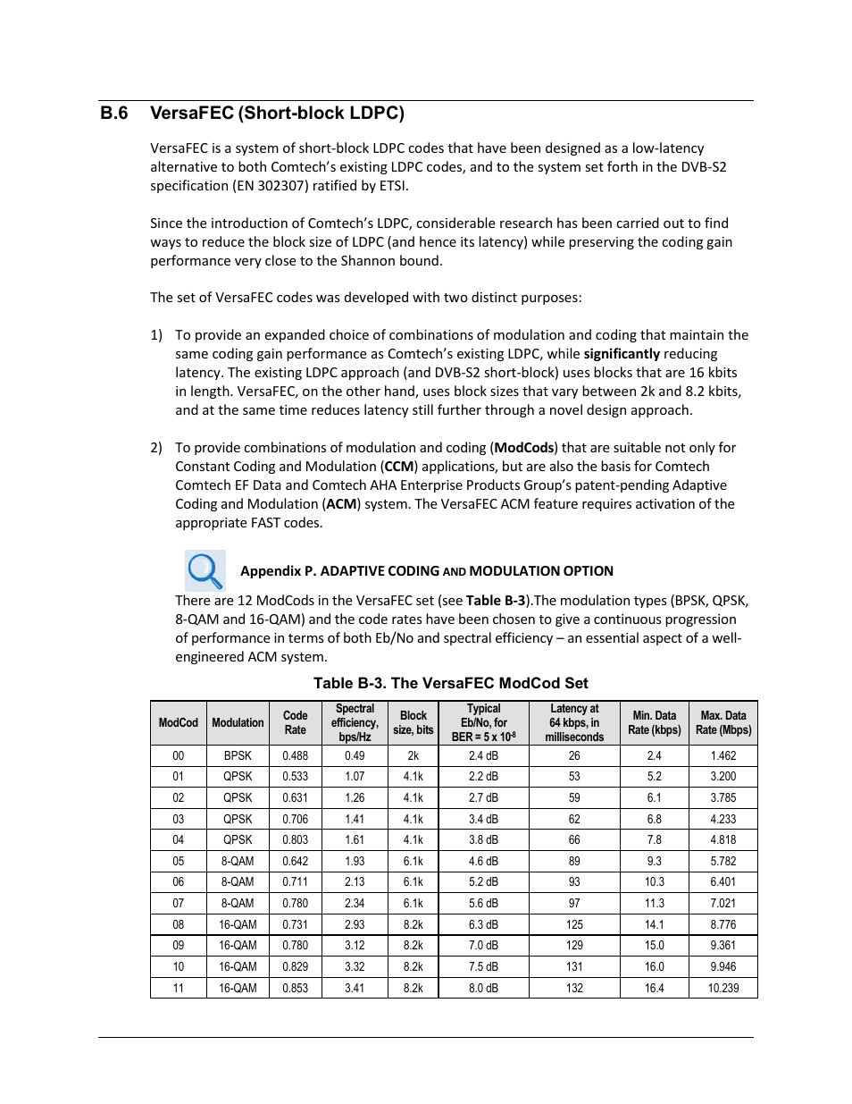 B.6 versafec (short-block ldpc), B.6 versafec, Short-block ldpc) | Comtech EF Data CDM-570A User Manual | Page 435 / 618