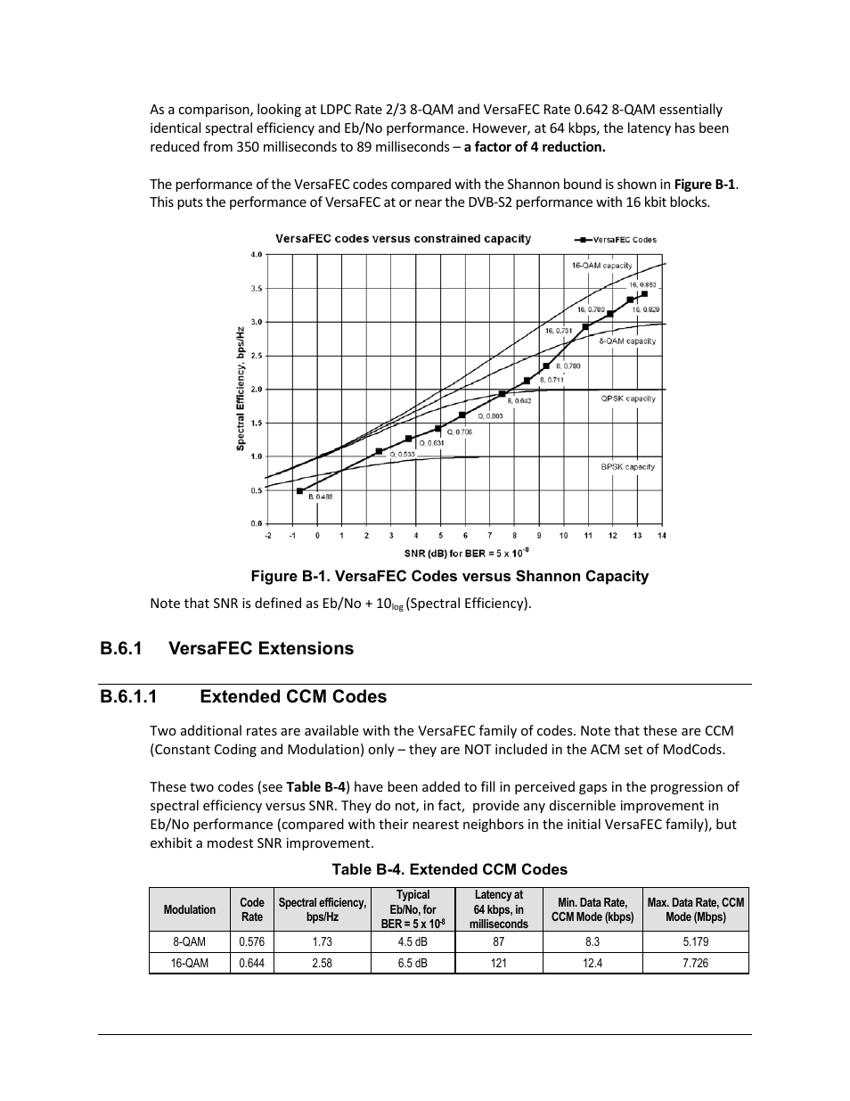 B.6.1 versafec extensions, B.6.1.1 extended ccm codes | Comtech EF Data CDM-570A User Manual | Page 436 / 618