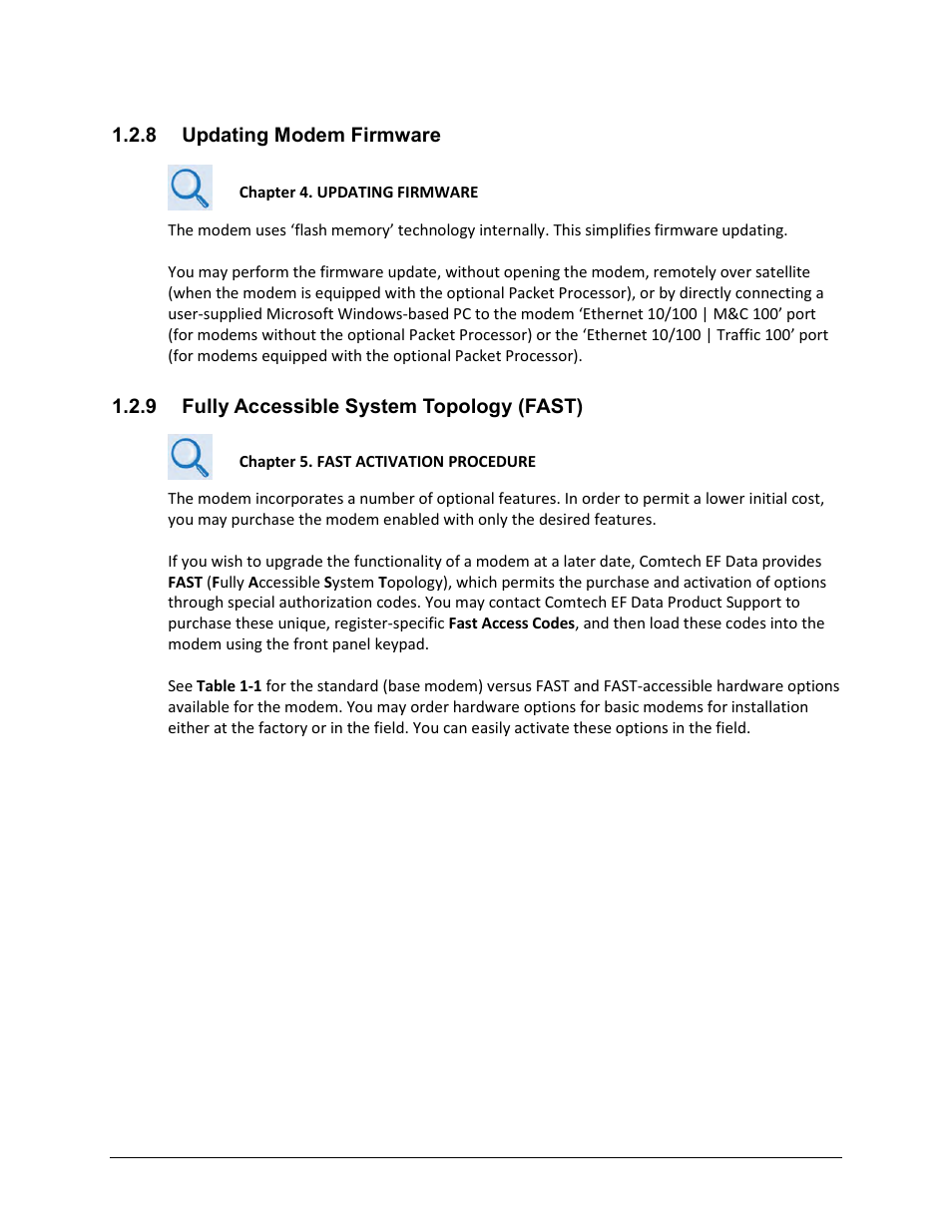 8 updating modem firmware, 9 fully accessible system topology (fast) | Comtech EF Data CDM-570A User Manual | Page 45 / 618