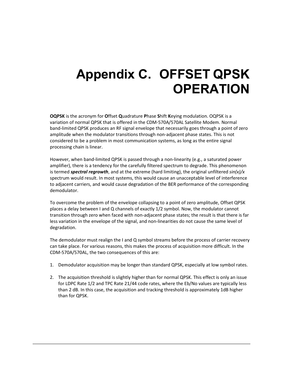 Appendix c. offset qpsk operation, Appendix c. offset, Qpsk | Operation | Comtech EF Data CDM-570A User Manual | Page 457 / 618