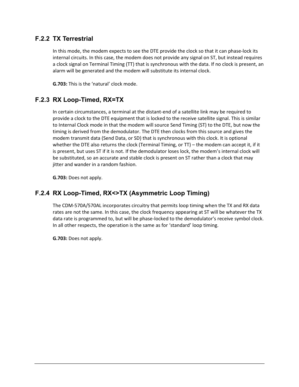 F.2.2 tx terrestrial, F.2.3 rx loop-timed, rx=tx | Comtech EF Data CDM-570A User Manual | Page 508 / 618