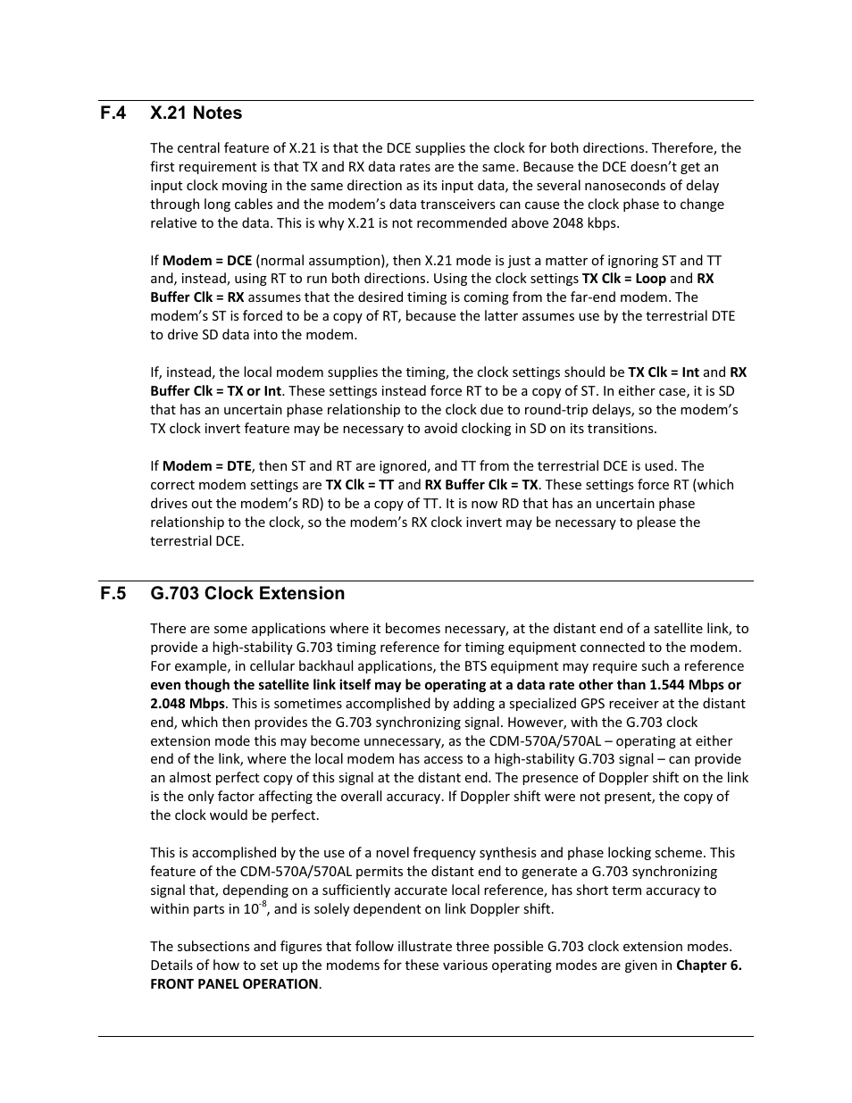 F.4 x.21 notes, F.5 g.703 clock extension | Comtech EF Data CDM-570A User Manual | Page 512 / 618