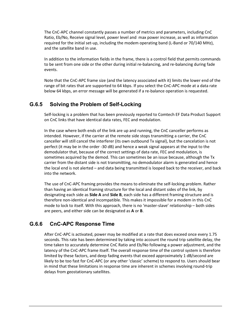 G.6.5 solving the problem of self-locking, G.6.6 cnc-apc response time | Comtech EF Data CDM-570A User Manual | Page 541 / 618