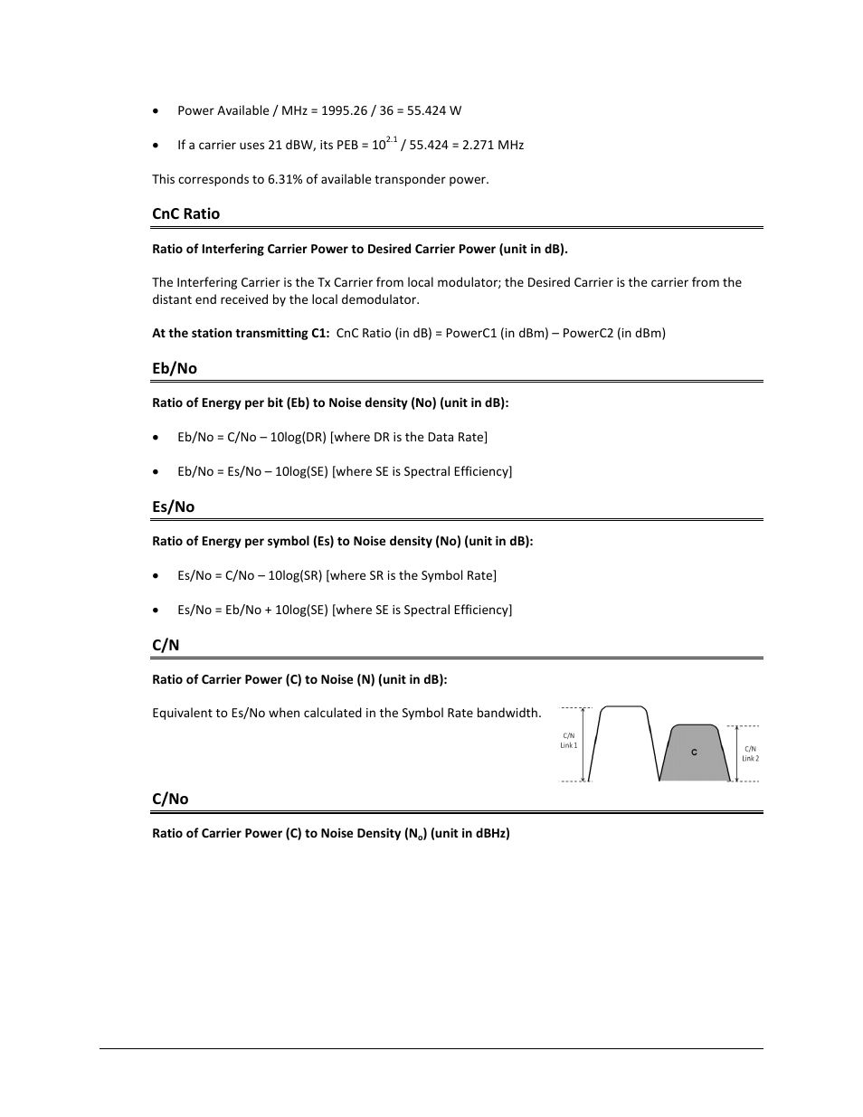 Cnc ratio, Eb/no, Es/no | C/no | Comtech EF Data CDM-570A User Manual | Page 548 / 618