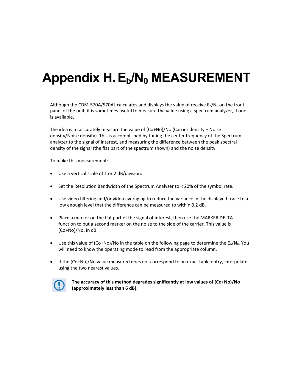 Appendix h. eb/n0 measurement, Appendix h. e, Measurement | Comtech EF Data CDM-570A User Manual | Page 551 / 618