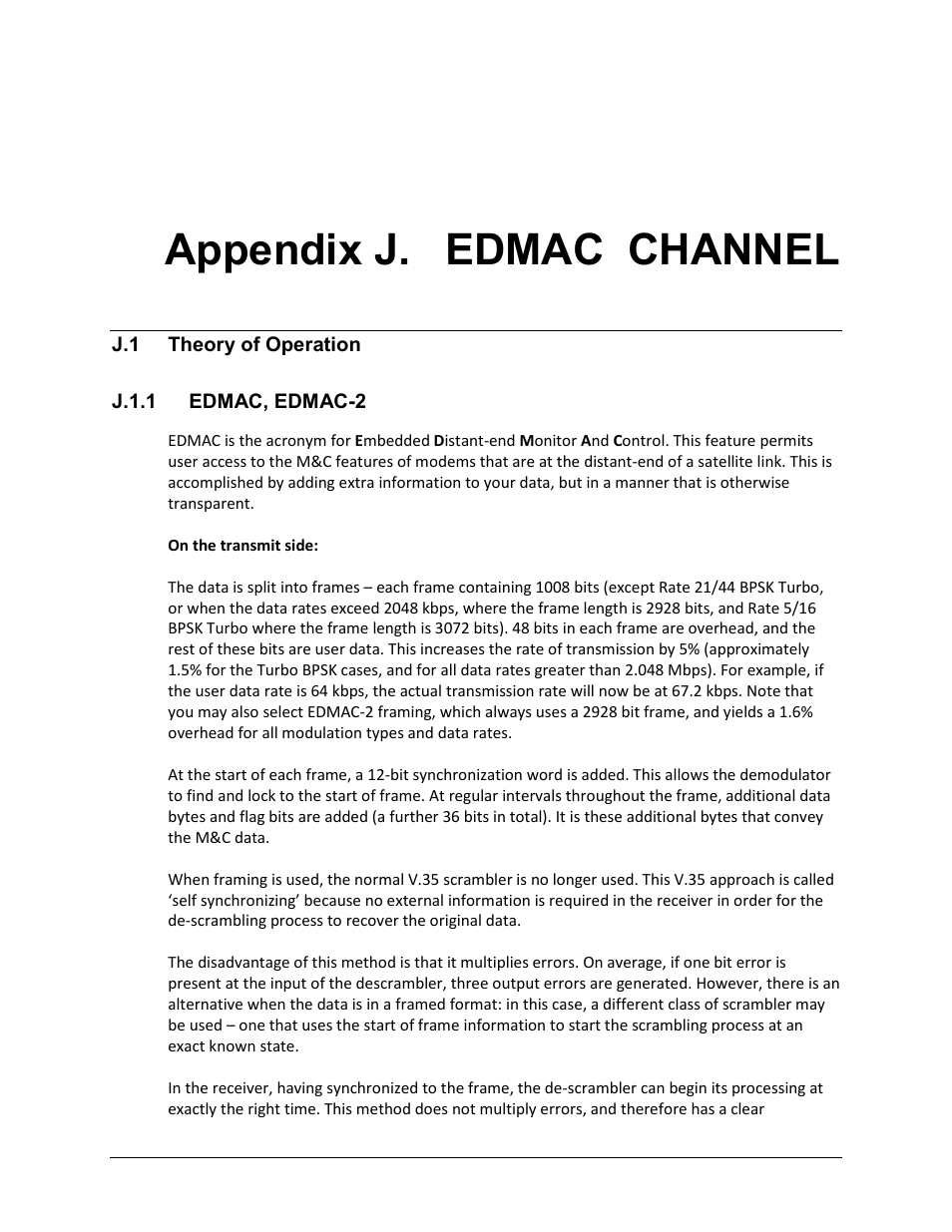 Appendix j. edmac channel, J.1 theory of operation, J.1.1 edmac, edmac-2 | Comtech EF Data CDM-570A User Manual | Page 555 / 618