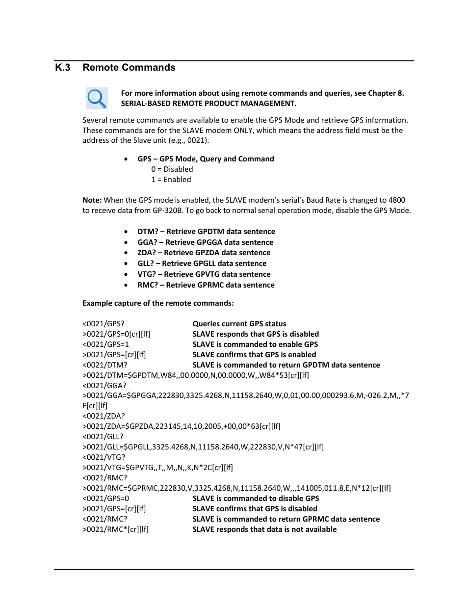 K.3 remote commands | Comtech EF Data CDM-570A User Manual | Page 560 / 618