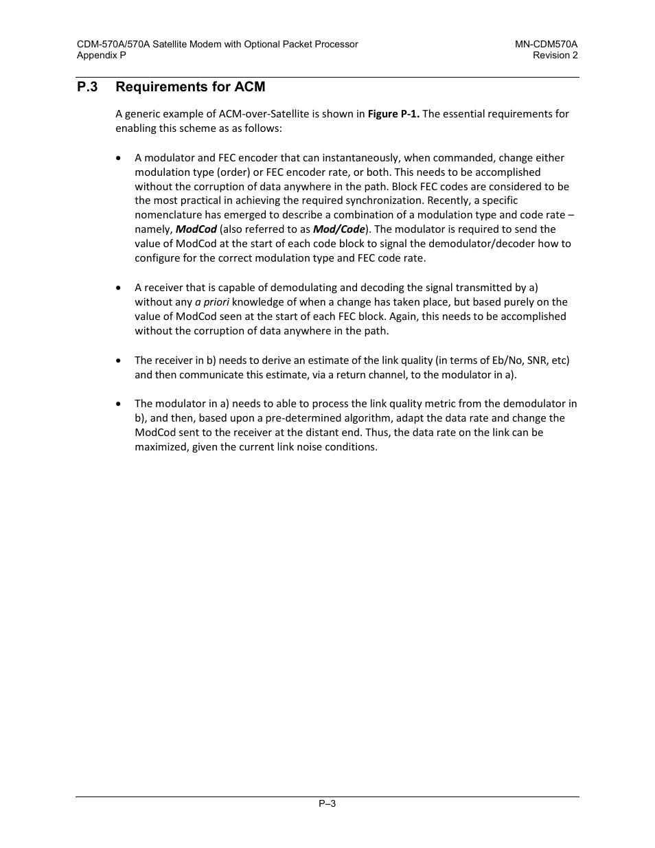 P.3 requirements for acm | Comtech EF Data CDM-570A User Manual | Page 593 / 618