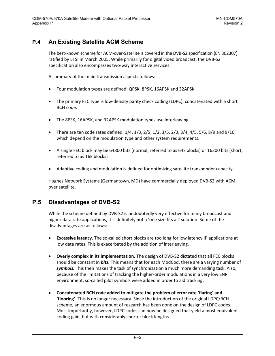 P.4 an existing satellite acm scheme, P.5 disadvantages of dvb-s2 | Comtech EF Data CDM-570A User Manual | Page 595 / 618