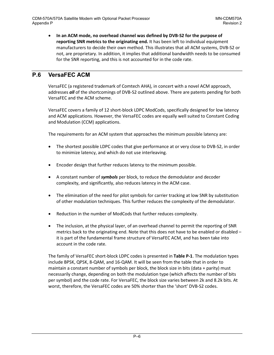 P.6 versafec acm | Comtech EF Data CDM-570A User Manual | Page 596 / 618