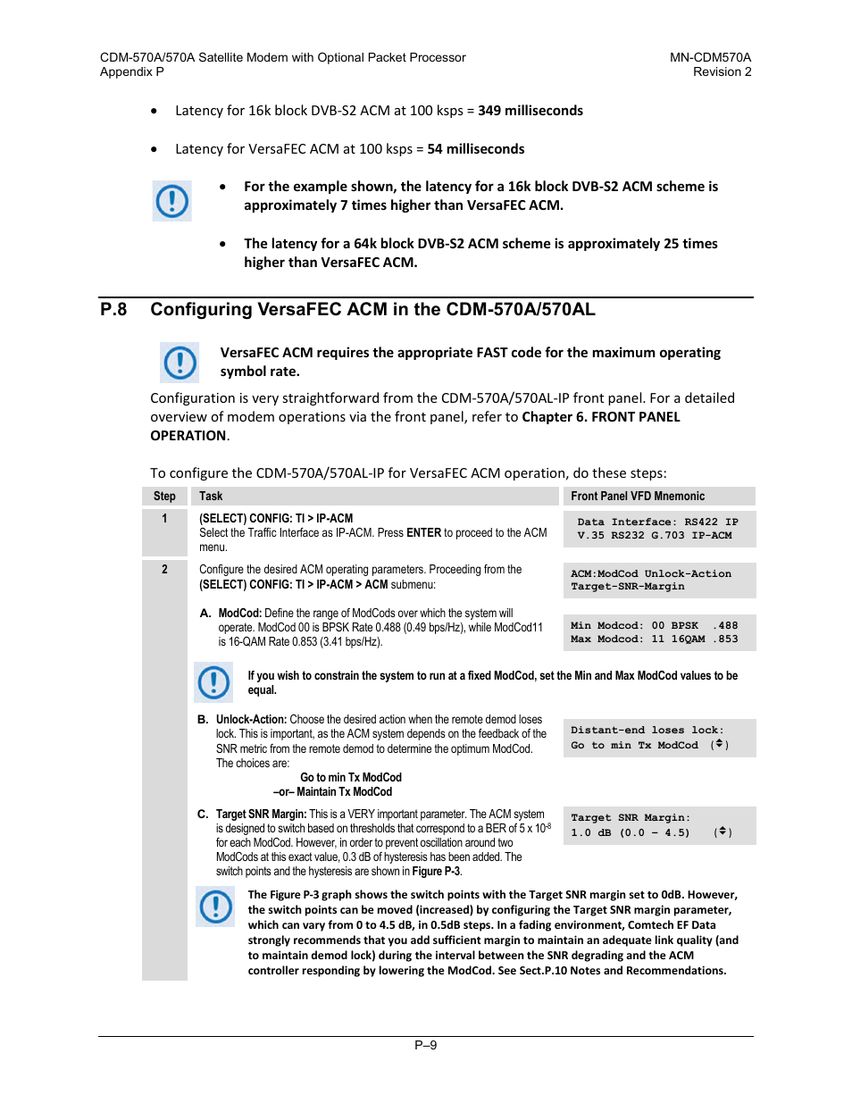P.8 configuring versafec acm in the cdm-570a/570al | Comtech EF Data CDM-570A User Manual | Page 599 / 618