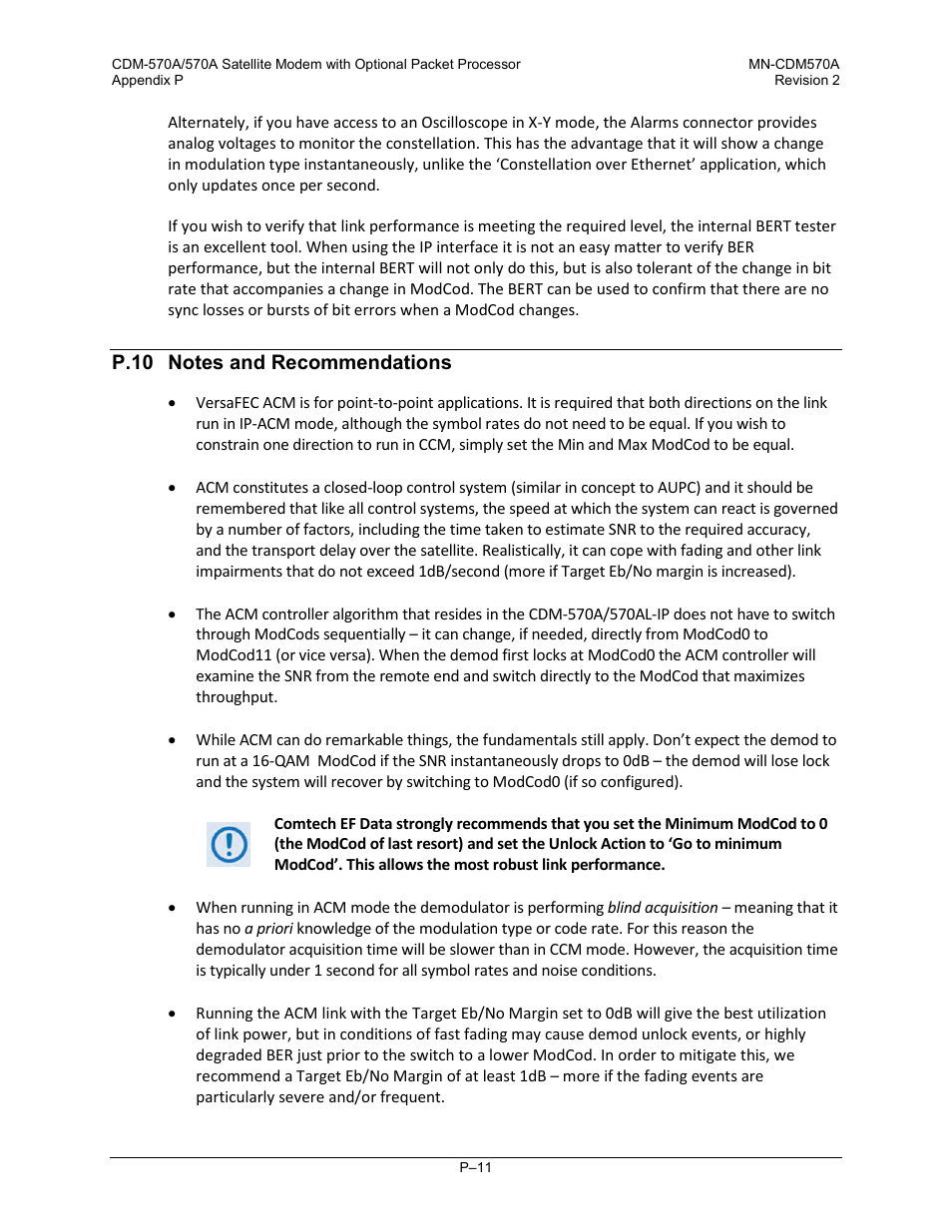 P.10 notes and recommendations | Comtech EF Data CDM-570A User Manual | Page 601 / 618