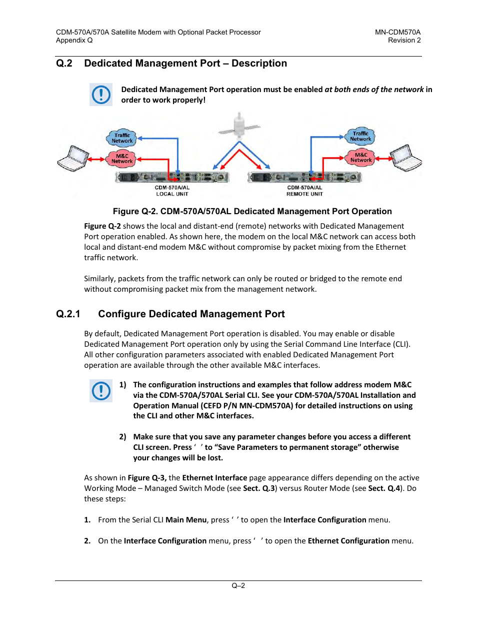 Q.2 dedicated management port – description, Q.2.1 configure dedicated management port | Comtech EF Data CDM-570A User Manual | Page 606 / 618