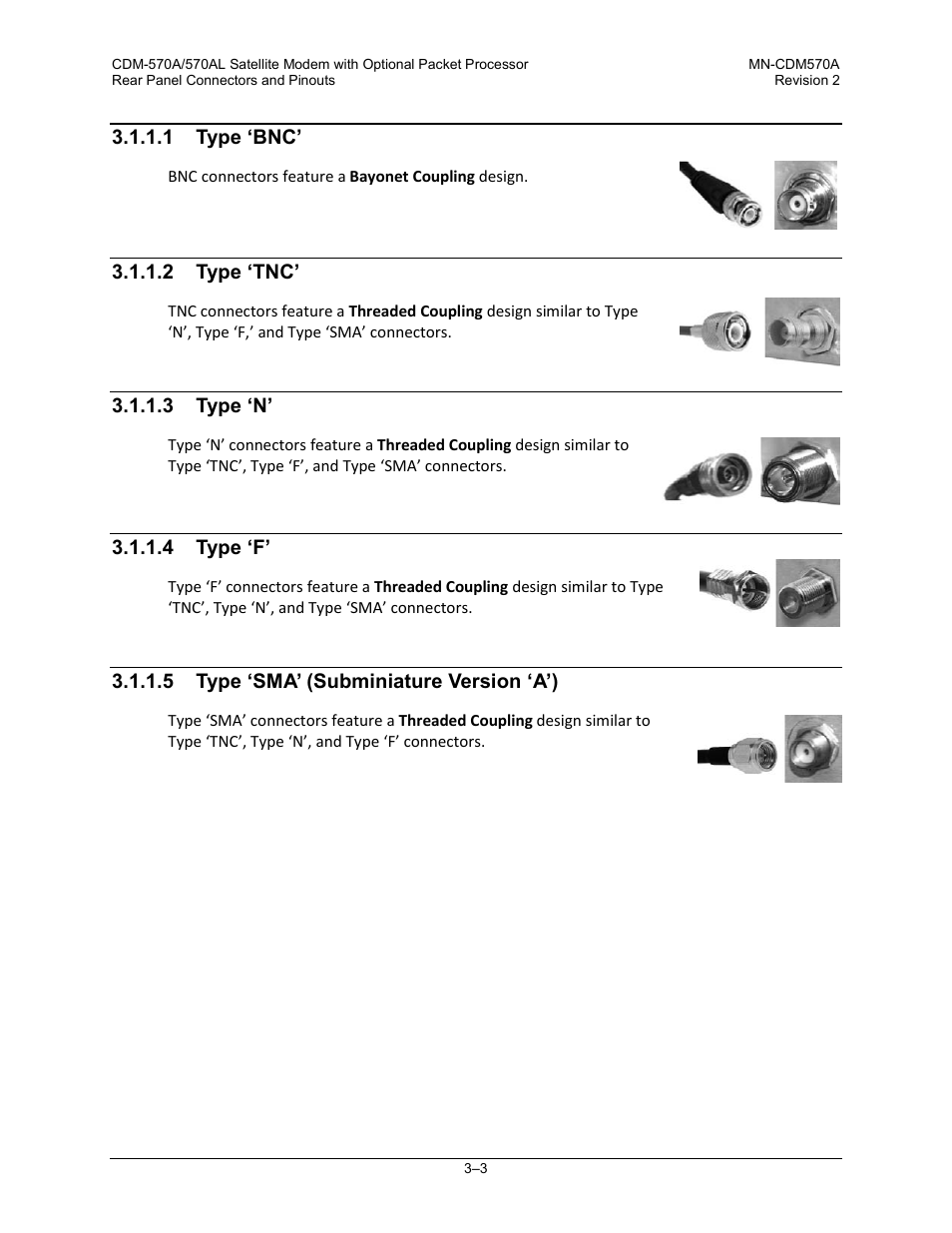 1 type ‘bnc, 2 type ‘tnc, 3 type ‘n | 4 type ‘f, 5 type ‘sma’ (subminiature version ‘a’) | Comtech EF Data CDM-570A User Manual | Page 65 / 618