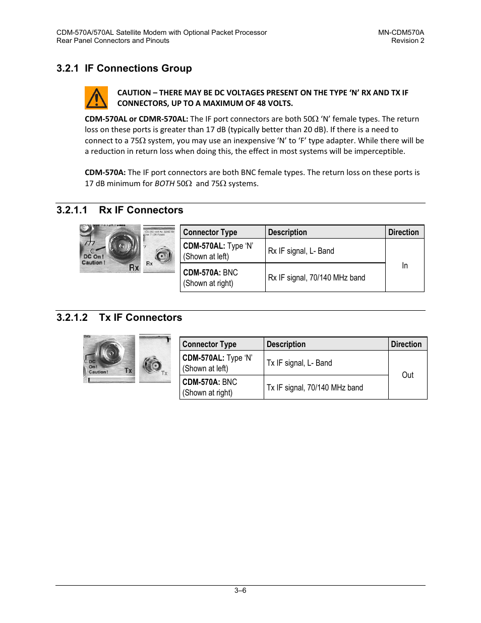 1 if connections group, 1 rx if connectors, 2 tx if connectors | Comtech EF Data CDM-570A User Manual | Page 68 / 618