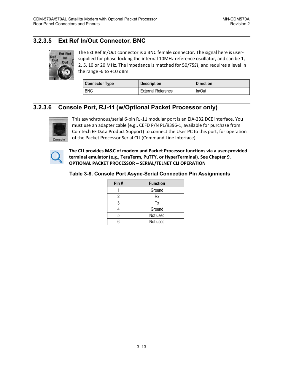 5 ext ref in/out connector, bnc | Comtech EF Data CDM-570A User Manual | Page 75 / 618