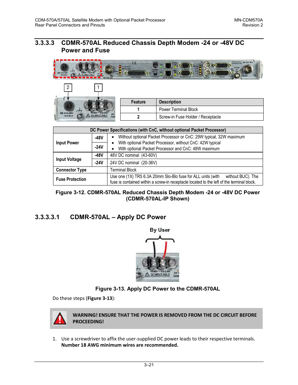 1 cdmr-570al – apply dc power | Comtech EF Data CDM-570A User Manual | Page 83 / 618