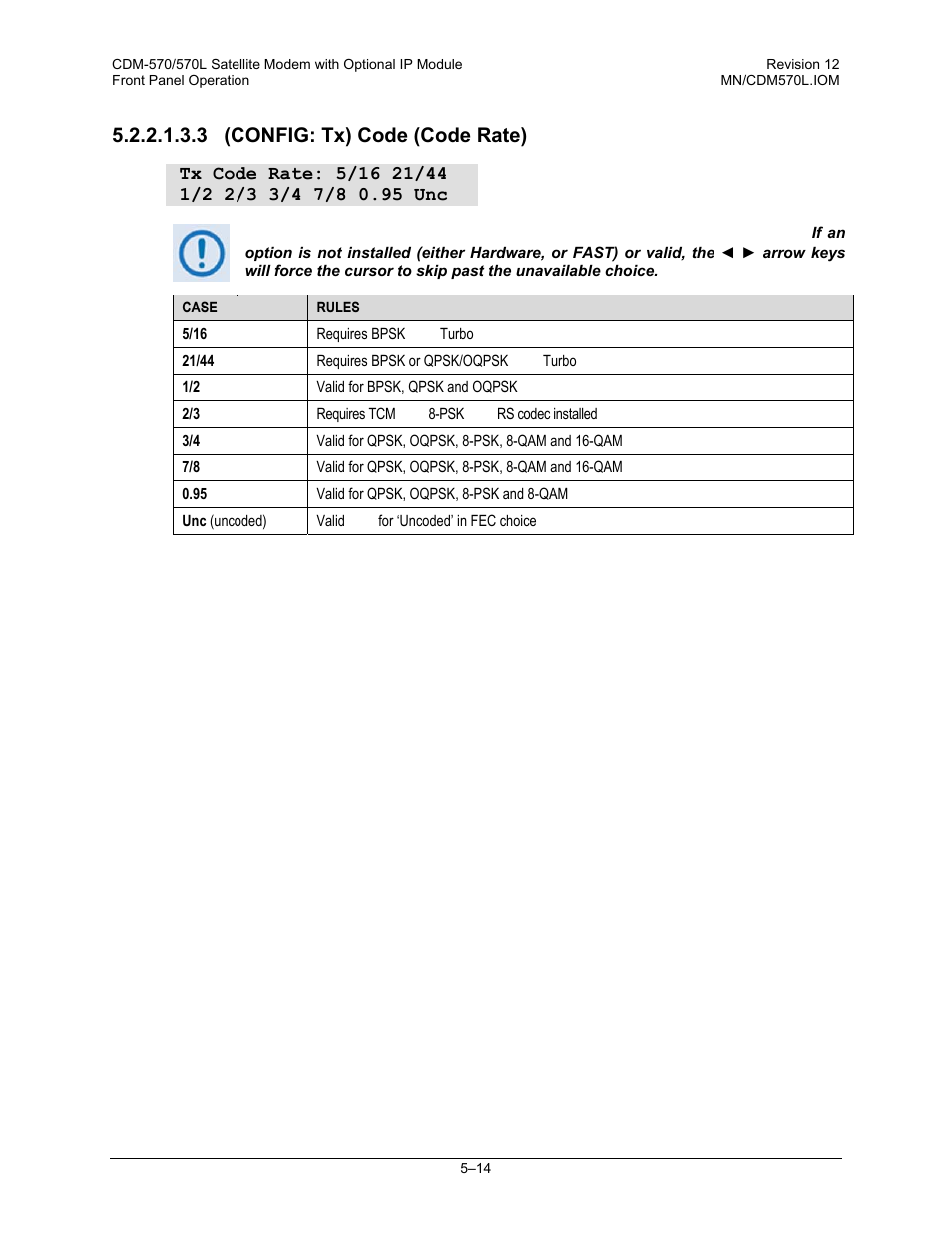 3 (config: tx) code (code rate) | Comtech EF Data CDM-570 User Manual | Page 100 / 512