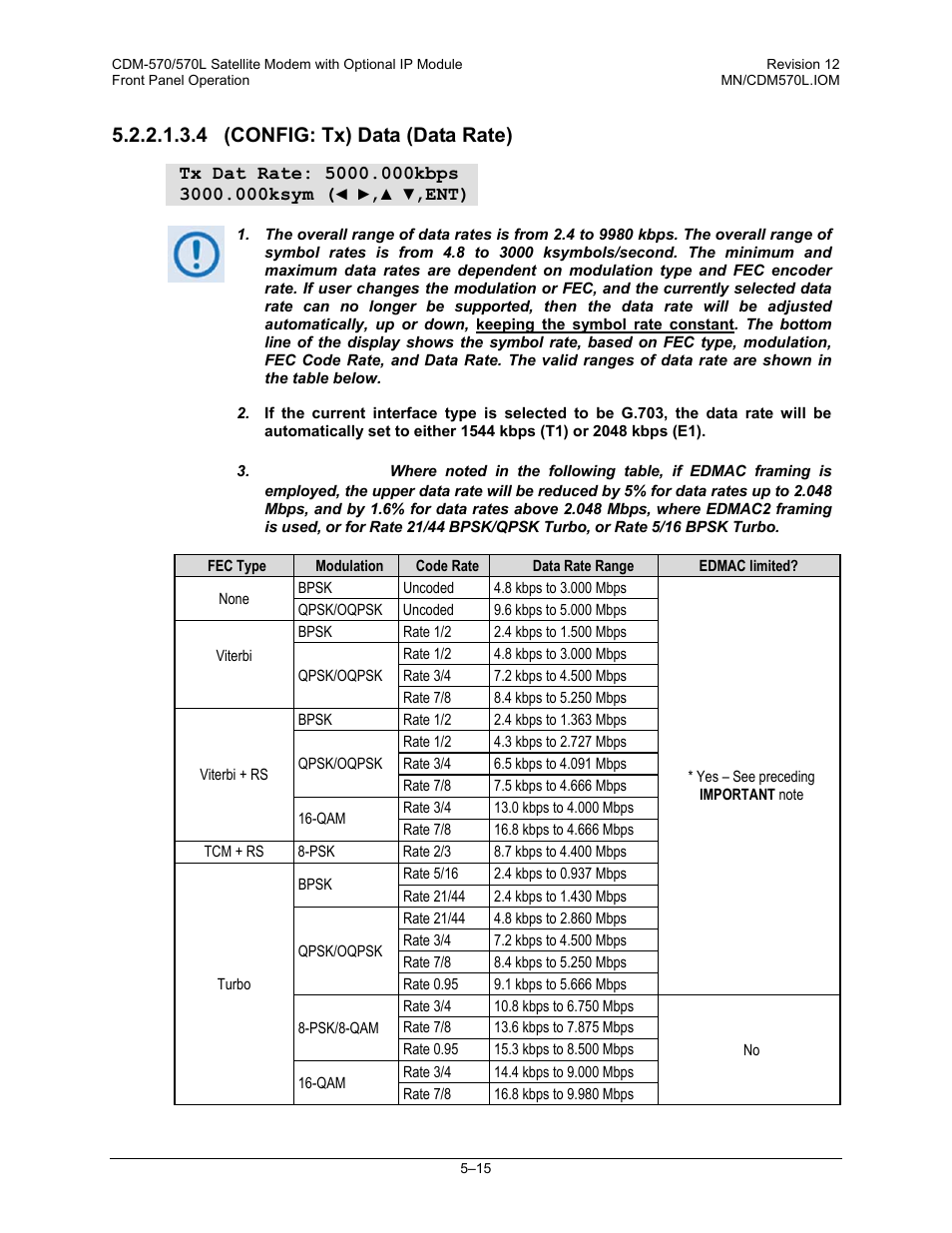 4 (config: tx) data (data rate) | Comtech EF Data CDM-570 User Manual | Page 101 / 512