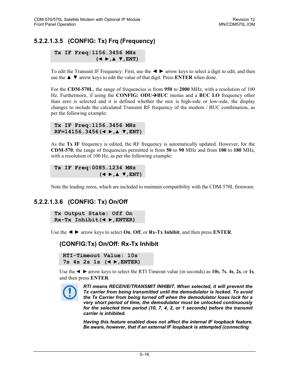 5 (config: tx) frq (frequency), 6 (config: tx) on/off | Comtech EF Data CDM-570 User Manual | Page 102 / 512