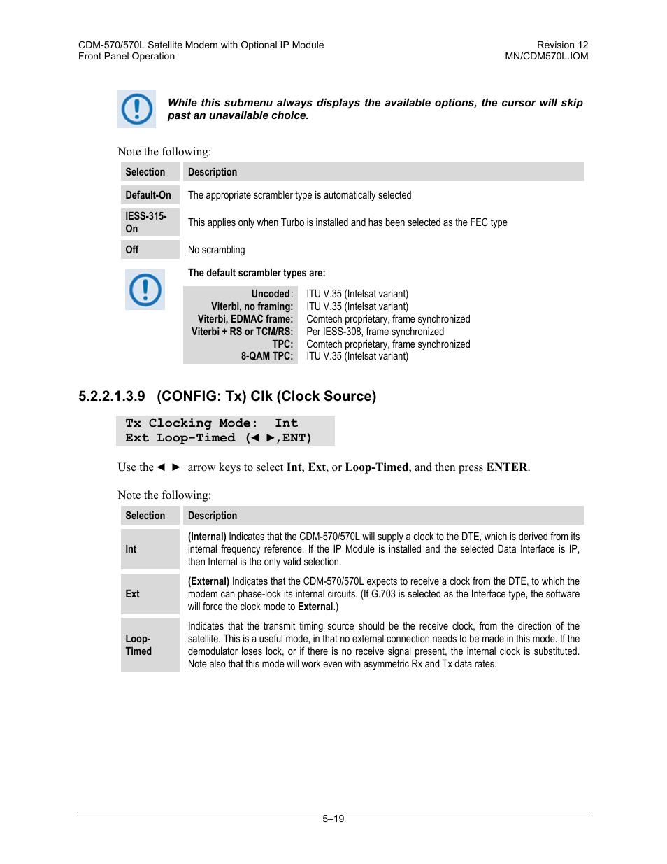 9 (config: tx) clk (clock source) | Comtech EF Data CDM-570 User Manual | Page 105 / 512